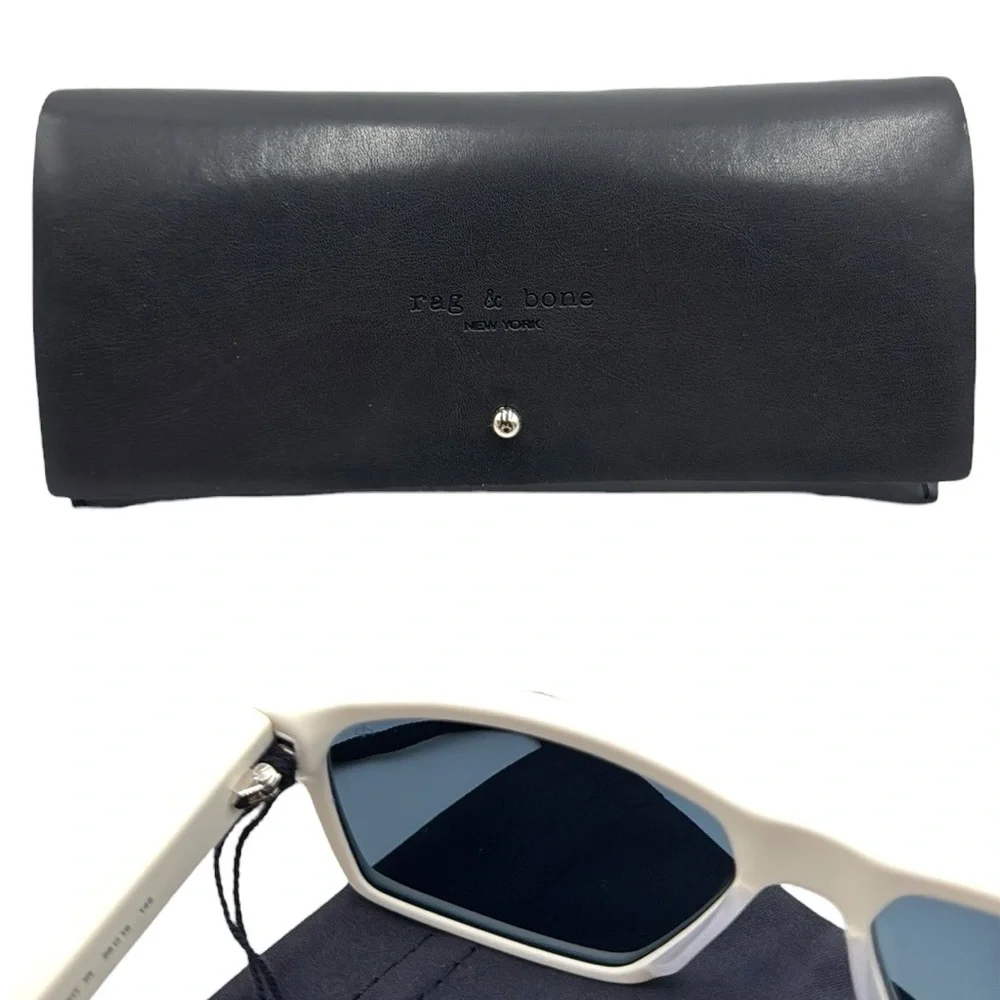 rag & bone 58mm Matte White Rectangular Sunglasses